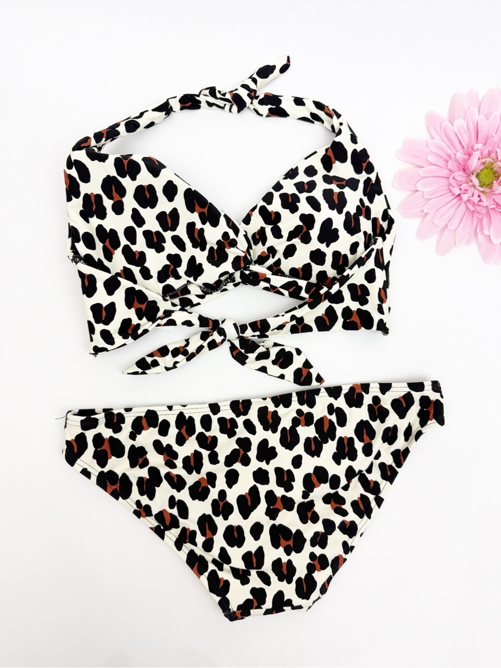 Kate Spade Leopard Animal Print Bikini Set Halter Top Bottoms Two(2) Piece Swim - Picture 3 of 14